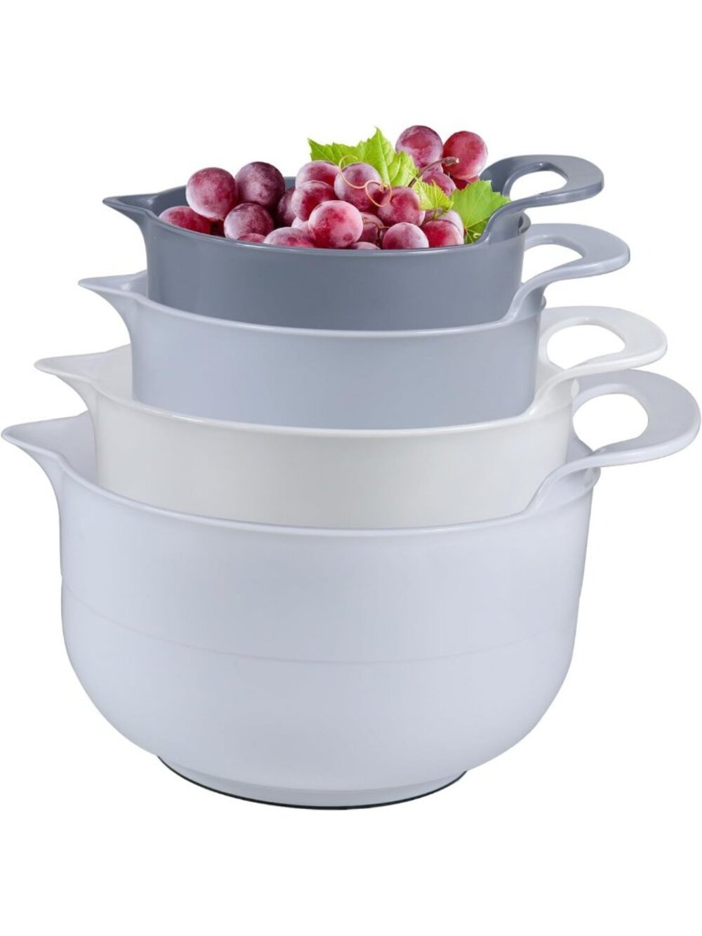 4-Piece Nesting Mixing Bowls Set with Pour Spouts, Handles & Non-Slip Bottom